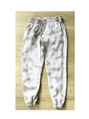 Aritzia Tie-Dye Sweatpants in Cream and Taupe